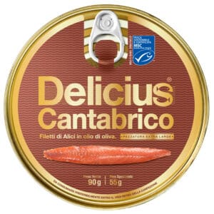 Delicius Cantabrian Anchovy Fillets in Olive Oil Tin 90g